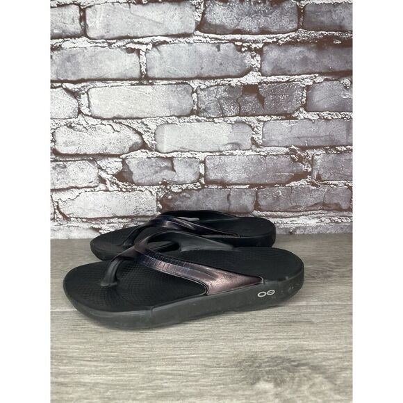 OOFOS OOlala Purple Metallic Recovery Flip Flop Sandals Women’s Sz 7.5M US/38EU - Picture 11 of 16